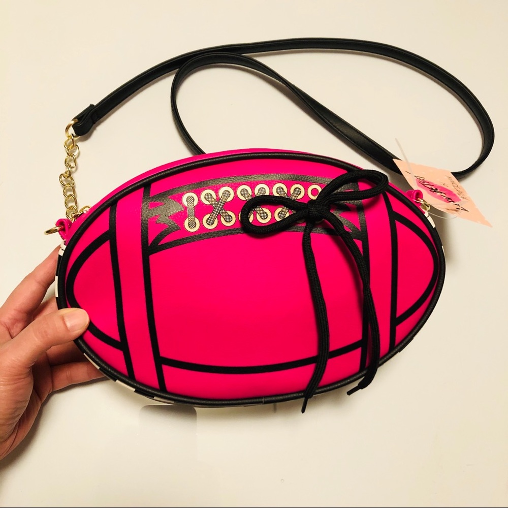 Betsey Johnson whimsical football crossbody